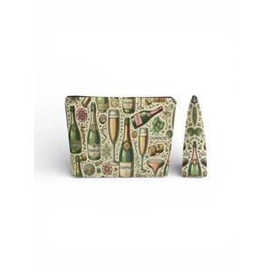 Champagne Print Cosmetic Bag Zipper Makeup Pouch